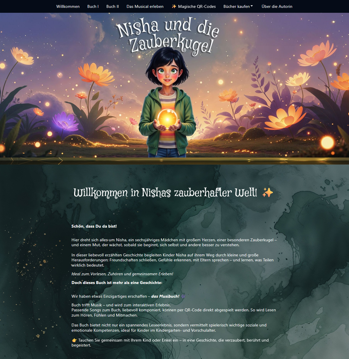 Screenshot der Website nishas-zauberkugel.de