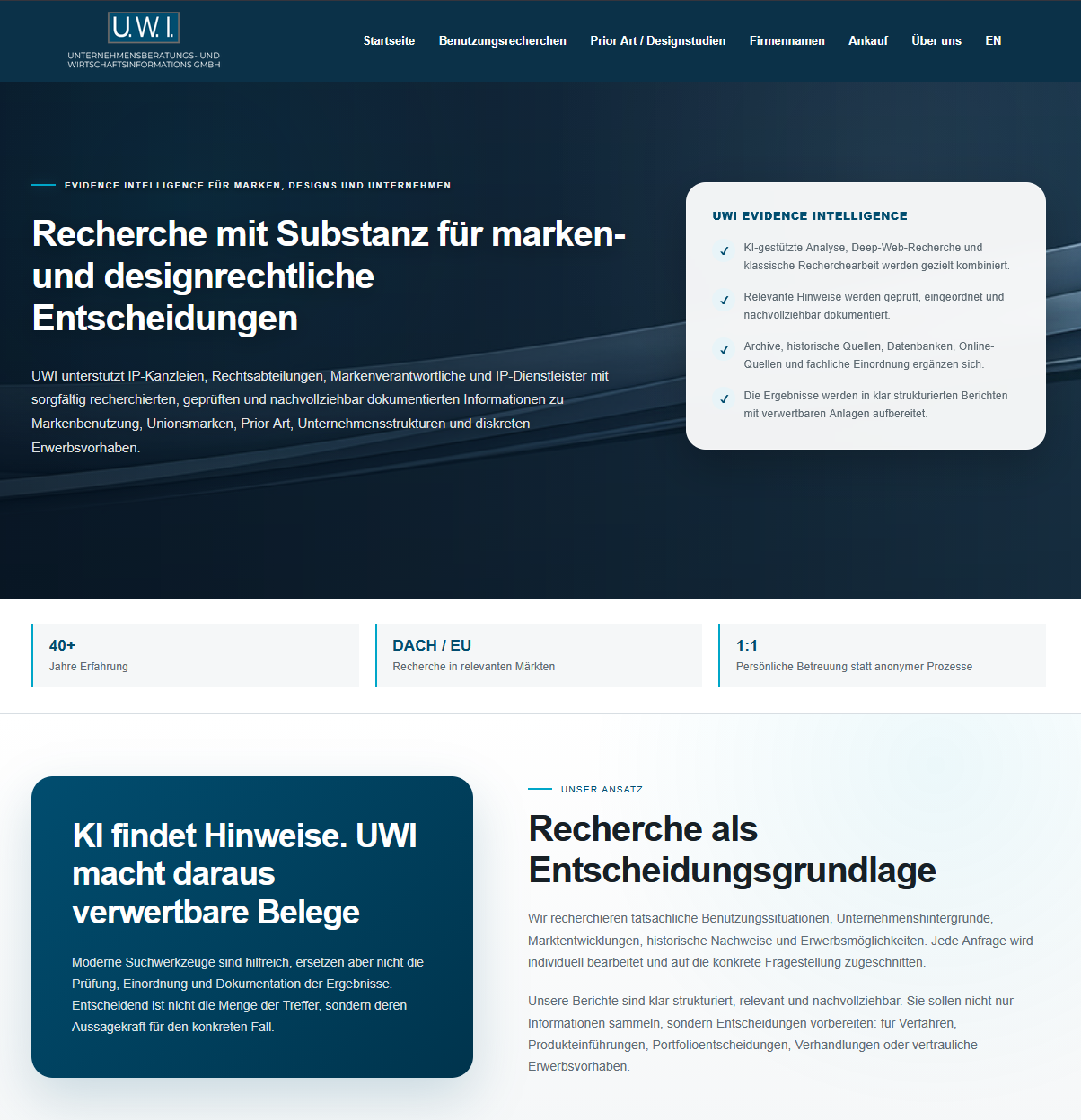 Screenshot der Website benutzungsrecherchen.de